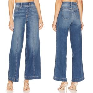 Spanx Seamed Front Wide Leg Elastic Waist Jeans Womens‎ XS Denim Pull On 20407R